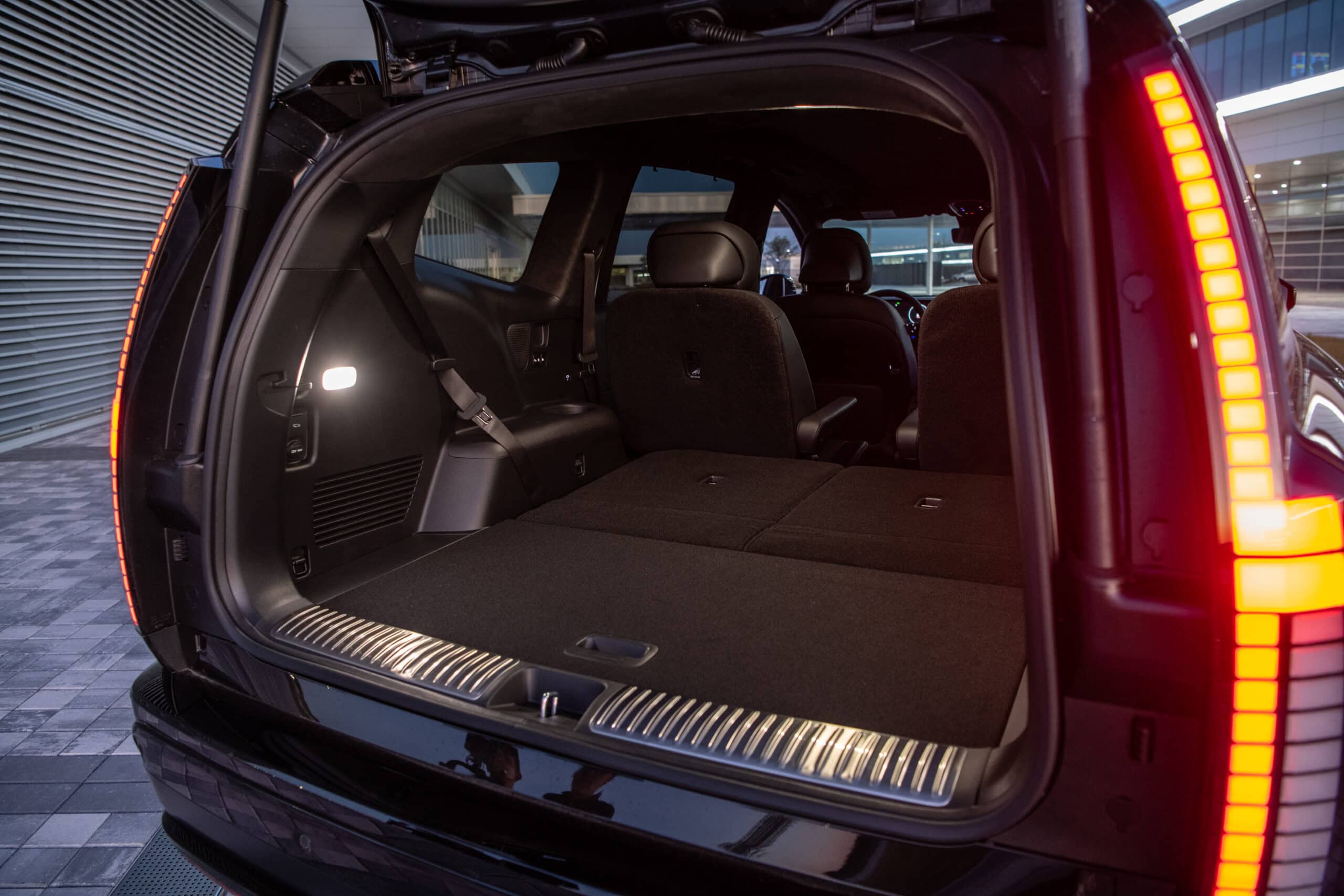 2026 Hyundai Ioniq 9 open trunk external view showing cargo space