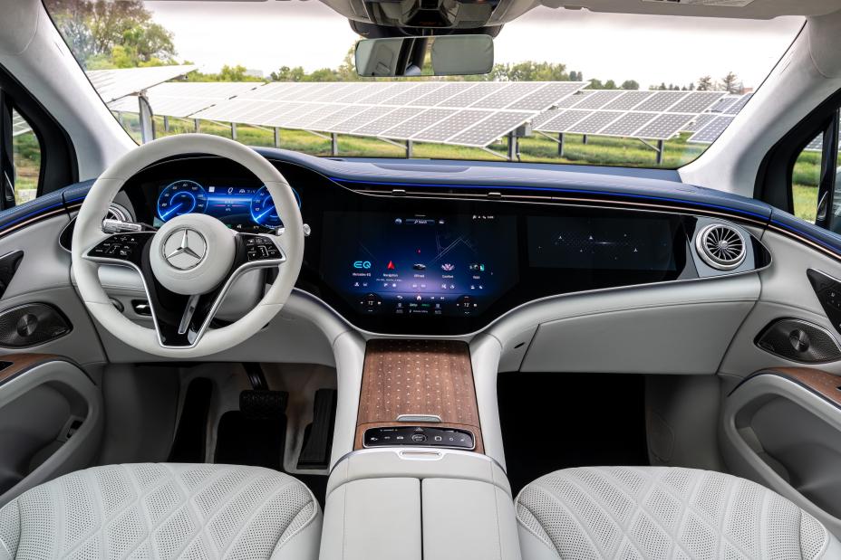 2026 Mercedes-Benz EQS SUV dashboard internal with steering wheel