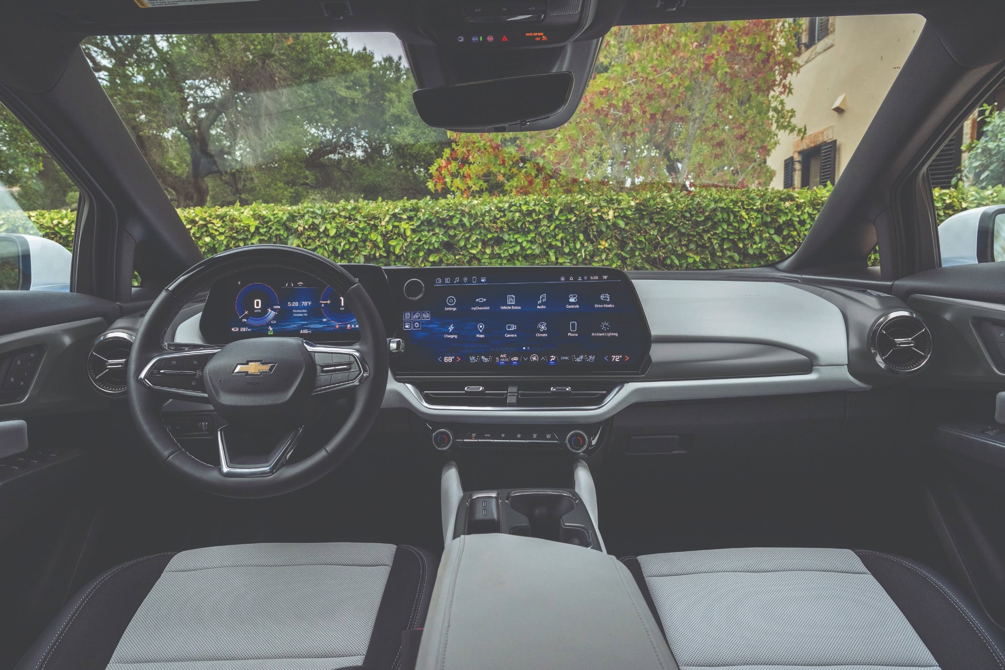 2027 Chevrolet Equinox EV 2LT interior with the 17.7 inch touchscreen, Sky Cool Grey