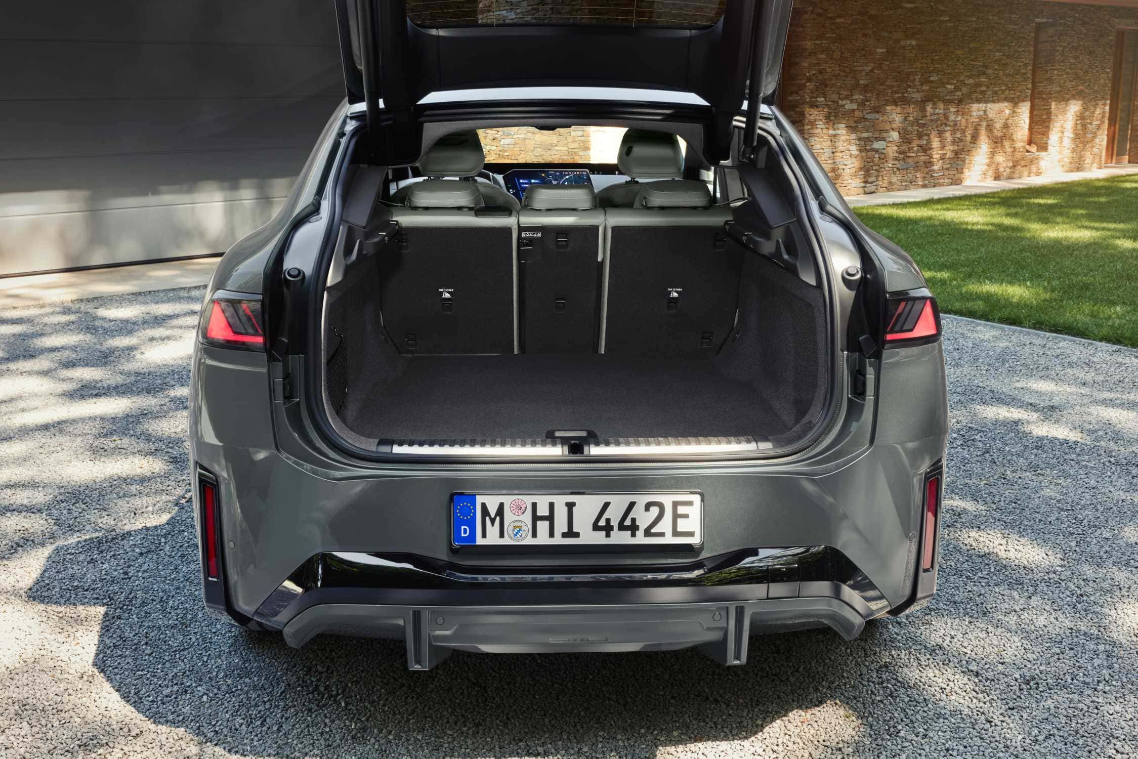 BMW iX4 cargo area with the rear seats up