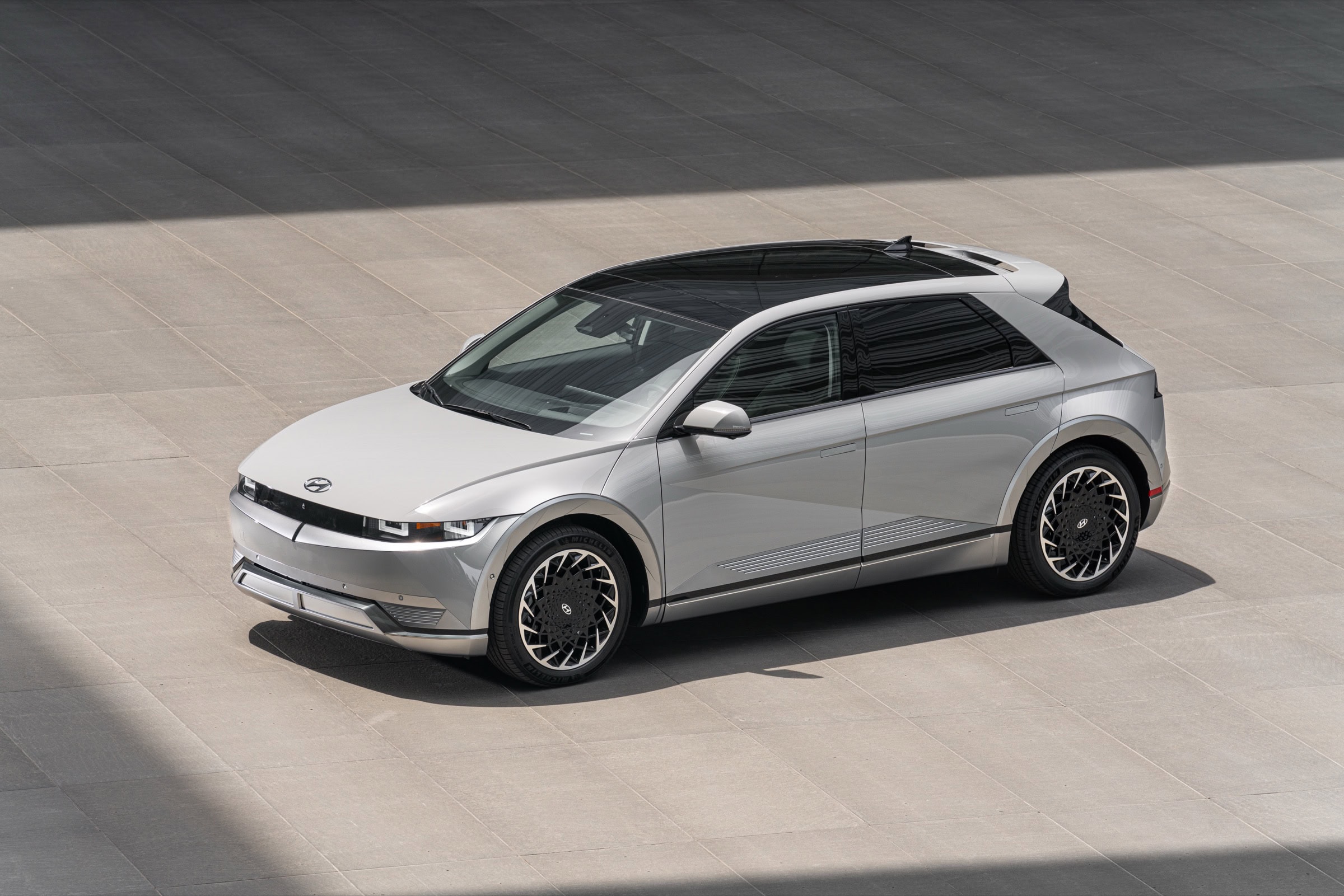 2022 Hyundai Ioniq 5 in silver, front three quarter view